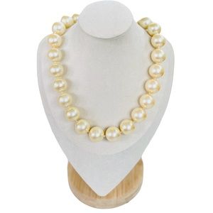 Vintage Chunky Faux Pearl Beaded Choker Necklace 17” Light Champagne Color